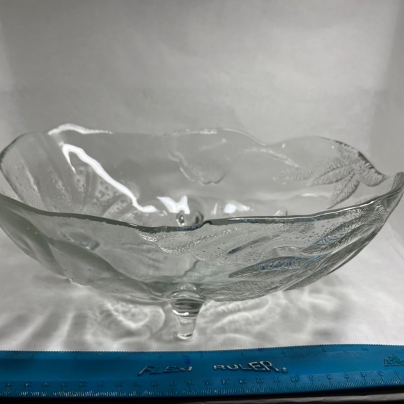 Vintage Pressed Glass Poppy Flower Lg Footed Fruit Oblong Bowl Centerpiece Dish - Picture 6 of 6